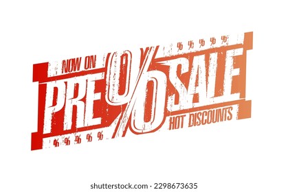 Pre-sale web banner with stamp style symbol, discounts flyer vector template