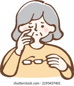 Presbyopic woman, simple vector illustration