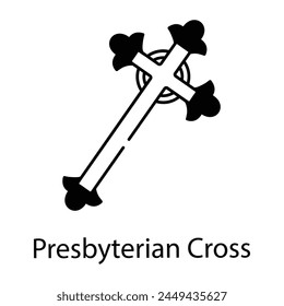 Presbyterian cross line icon is up for premium use