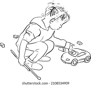 Preschool boy and girl playing on the floor with educational toys. Kids toddlers at home or daycare.