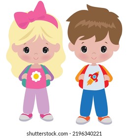 Preschool children vector cartoon illustration