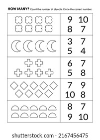 Preschool Color and Count Math Practice Worksheet Early Learning Homeschool Daycare Education Page 4