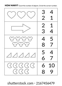 Preschool Color and Count Math Practice Worksheet Early Learning Homeschool Daycare Education Page 5