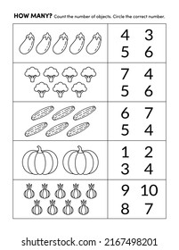 Preschool Color and Count Math Practice Worksheet Early Learning Homeschool Daycare Education Page 13