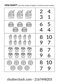 Preschool Color and Count Math Practice Worksheet Early Learning Homeschool Daycare Education Page 15