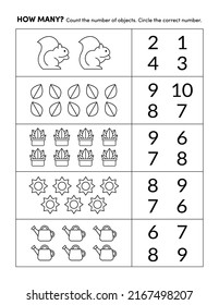 Preschool Color and Count Math Practice Worksheet Early Learning Homeschool Daycare Education Page 11