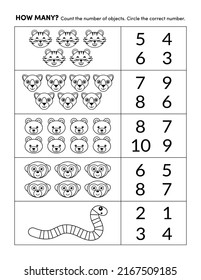 Hoja de trabajo de práctica de la matemática de la preescolar Aprendizaje precoz en la escuela primaria de la guardería infantil Página 19