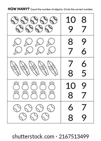 Preschool Color and Count Math Practice Worksheet Early Learning Homeschool Daycare Education Page 30