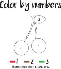 Preschool Counting Activities. Coloring page with colorful illustration. Color by numbers, printable worksheet. Educational game for children, toddlers and kids pre school age. Vector Eps. 8
