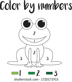 Preschool Counting Activities. Coloring page with colorful illustration. Color by numbers, printable worksheet. Educational game for children, toddlers and kids pre school age. Vector Eps. 8