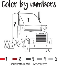 Preschool Counting Activities. Coloring page with colorful illustration. Color by numbers, printable worksheet. Educational game for children, toddlers and kids pre school age.Cute illustration.Vector