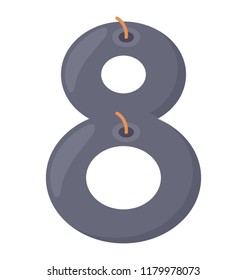 
Preschool counting learning number 8, flat icon image  
