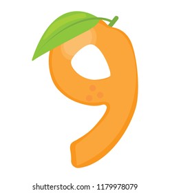 
Preschool counting learning number 9, flat icon image  
