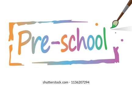 pre-school drawn with paint brush 