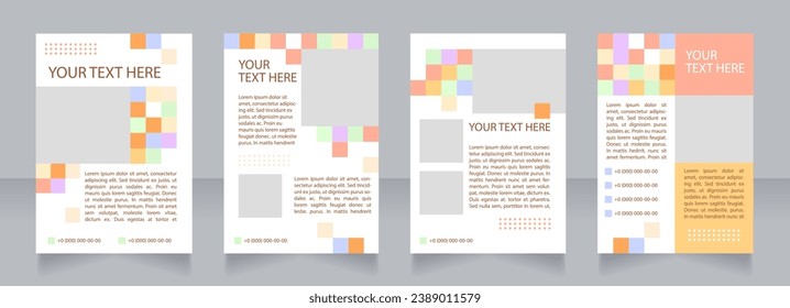 Preschool education organization promotion blank brochure layout design. Vertical poster template set with empty copy space for text. Premade corporate reports collection. Editable flyer paper pages