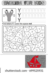 Preschool Education. Puzzle for children.  We study and write capital letters of the English alphabet. Black and white option printable worksheet for kindergarten and preschool. Color by letters. 