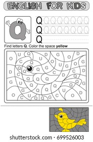 Preschool Education. Puzzle for children.  We study and write capital letters of the English alphabet. Black and white option printable worksheet for kindergarten and preschool. Color by letters. 