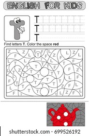 Preschool Education. Puzzle for children.  We study and write capital letters of the English alphabet. Black and white option printable worksheet for kindergarten and preschool. Color by letters. 