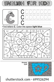 Preschool Education. Puzzle for children.  We study and write capital letters of the English alphabet. Black and white option printable worksheet for kindergarten and preschool. Color by letters. 