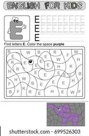 Preschool Education. Puzzle for children.  We study and write capital letters of the English alphabet. Black and white option printable worksheet for kindergarten and preschool. Color by letters. 