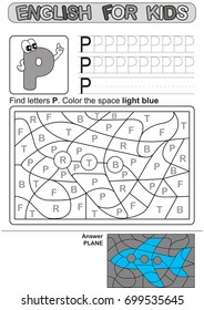 Preschool Education. Puzzle for children.  We study and write capital letters of the English alphabet. Black and white option printable worksheet for kindergarten and preschool. Color by letters. 