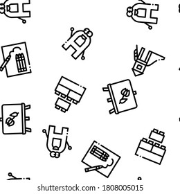 Preschool Education Seamless Pattern Vector Thin Line. Illustrations