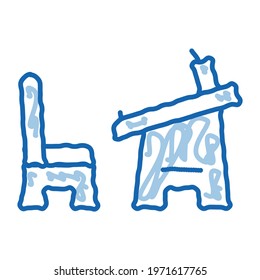 preschool education table sketch icon vector. Hand drawn blue doodle line art preschool education table sign. isolated symbol illustration