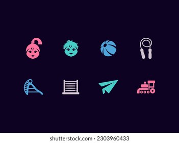 Preschool education vector icon set. Kindergarten icons.
