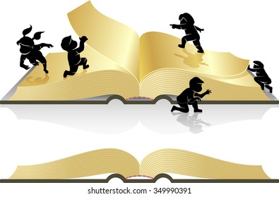 Preschool Education-Pupils playing on a big book