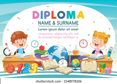 Preschool Elementary School Kids Diploma Certificate