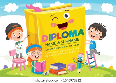 Preschool Elementary School Kids Diploma Certificate