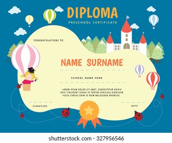 Preschool Elementary School Kids Diploma Certificate