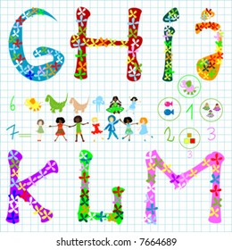 Vorschulelemente: Briefe, Kinder, Tiere, Zahlen