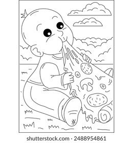 preschool fun pizza coloring book page for kids or grown adults coloring book mindful relaxation activity