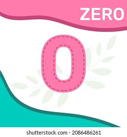 Preschool game for kids learning  to count. Number zero. Vector illustration.