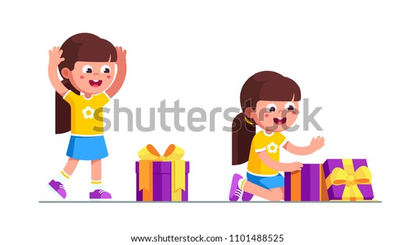 Preschool Girl Kid Happy Found Birthday Stock Vector Royalty Free