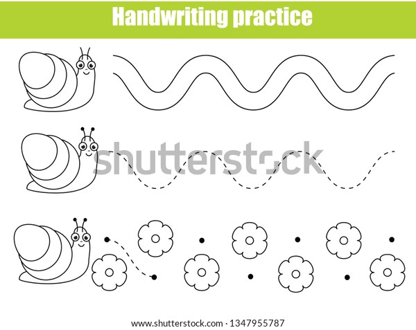 Preschool Handwriting Practice Sheet Educational Children Stock Vector (Royalty Free) 1347955787 Preschool Handwriting Practice Sheet Educational Children Stock Vector (Royalty Free) 1347955787