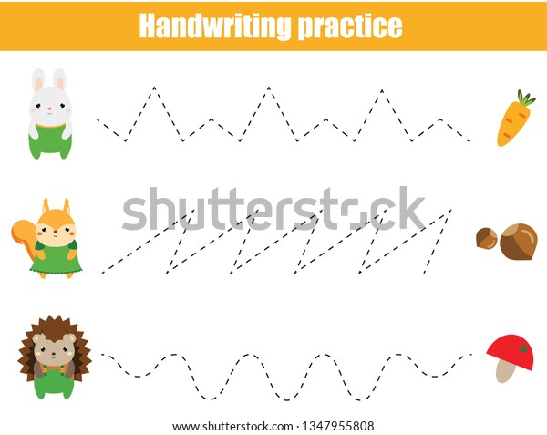 Preschool Handwriting Practice Sheet Educational Children Stock Vector 