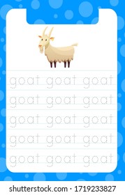 Preschool handwriting practice sheet sheep. Educational children .Tracing Worksheet, Exercises for kids and toddlers - illustration and vector outline