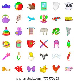 Preschool icons set. Cartoon style of 36 preschool vector icons for web isolated on white background