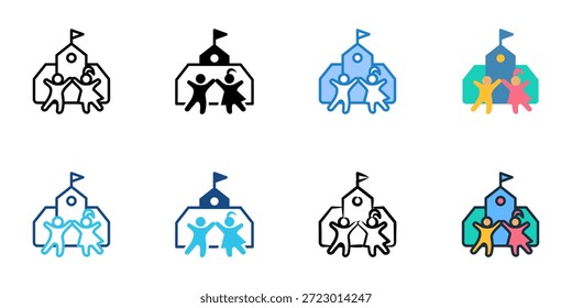 Preschool icons set multiple style collection. Editable stroke 
