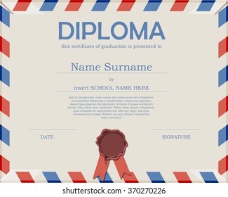 Preschool Kids Diploma certificate background design template.Kids Education background design template.Knowledge design icon element collection set written on blackboard background vector, eps10