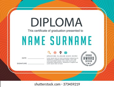 Preschool Kids Diploma Certificate Background Design Template