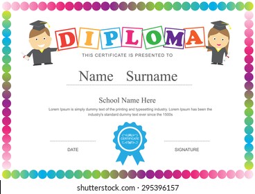 preschool kids diploma certificate design template background