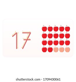 Preschool / kindergarten kids. Illustration learning practice number. Showing numbers with apples.