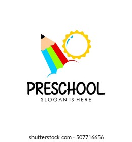 Preschool, kindergarten logo design template