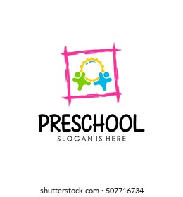 Preschool, kindergarten logo design template