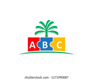 Preschool, Kindergarten, Playgroup or Children School Icon Vector Logo Template Illustration Design