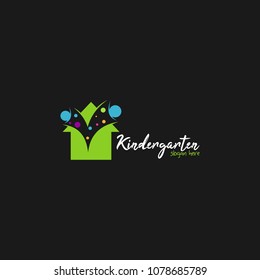 Preschool, kindergarten, playgroup logo icon design template. Children school vector illustration
