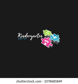 Preschool, kindergarten, playgroup logo icon design template. Children school vector illustration